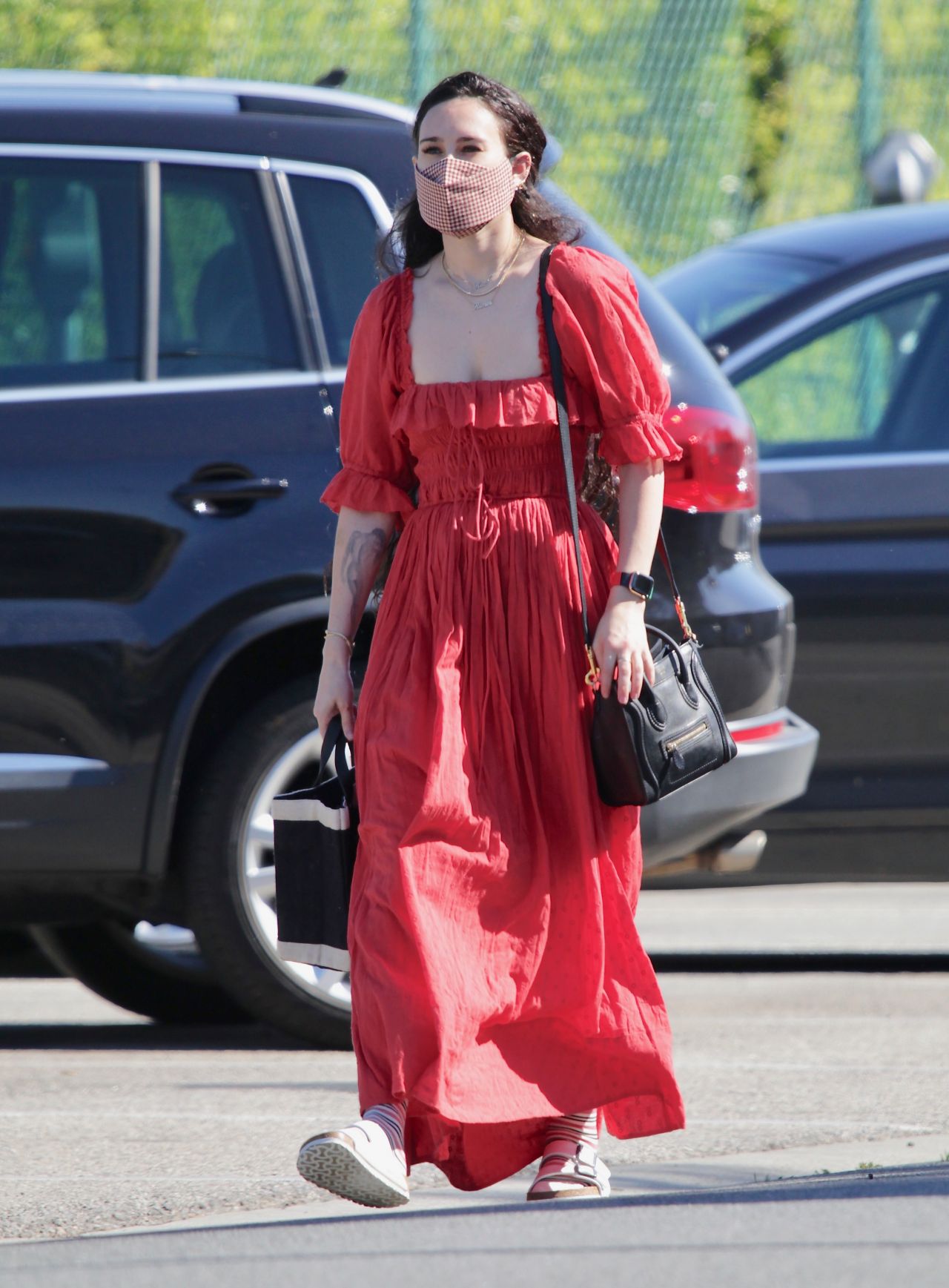 Rumer Willis Red Dress in Beverly Hills5